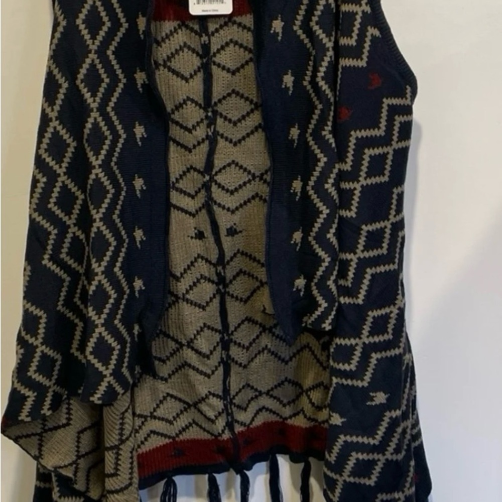 Lildy Printed  Blue & Tan Sweater Vest Women Size L/XL NWT